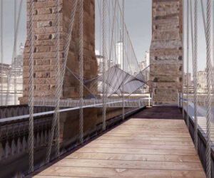02025 Konzept für eine temporäre Café-Installation an der Brooklyn Bridge in New York
